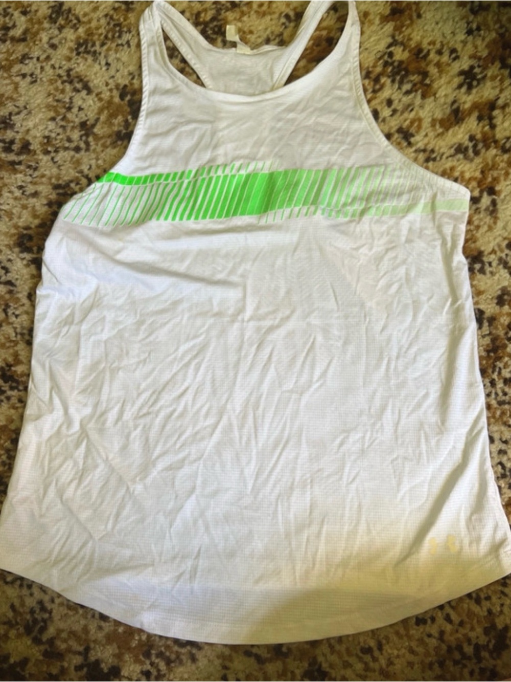 Under Armour White Racerback Tank with Neon Green Stripe